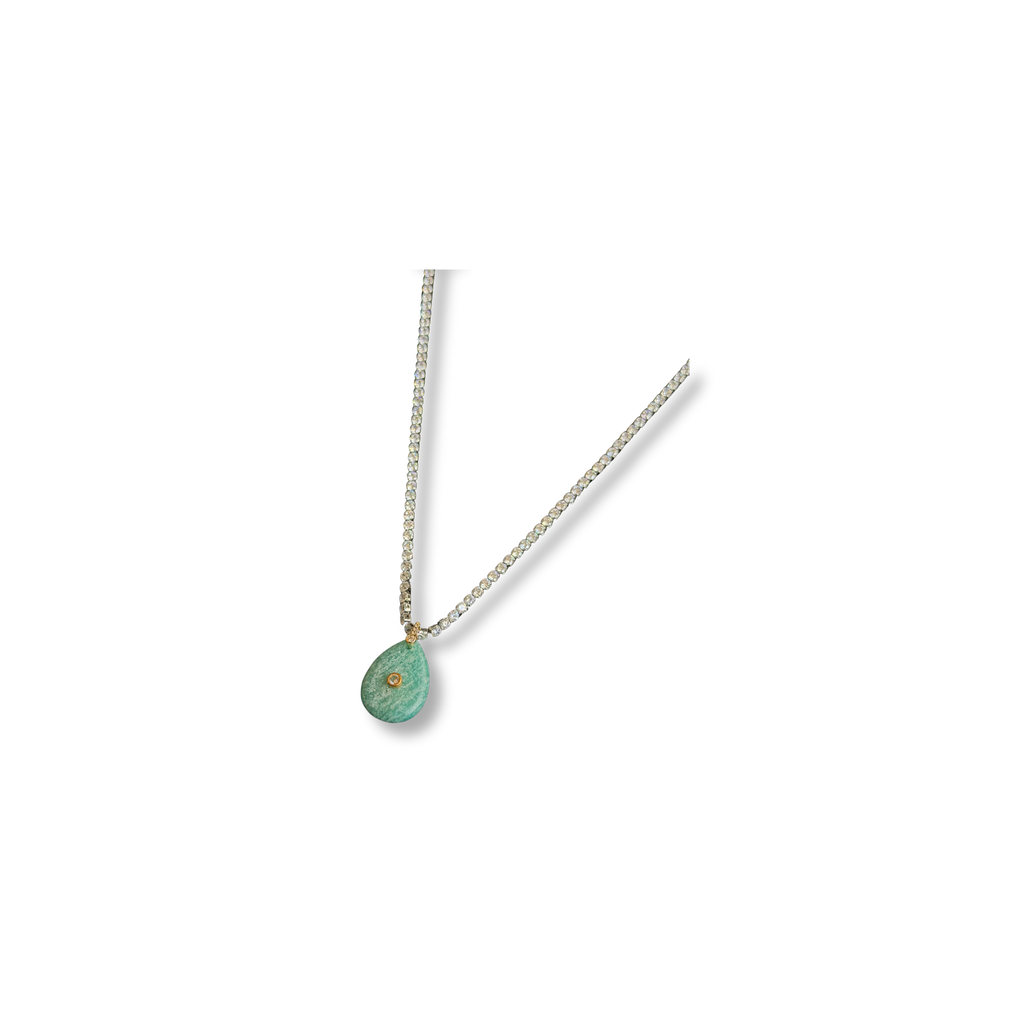 Collar Plateado & Piedra Natural