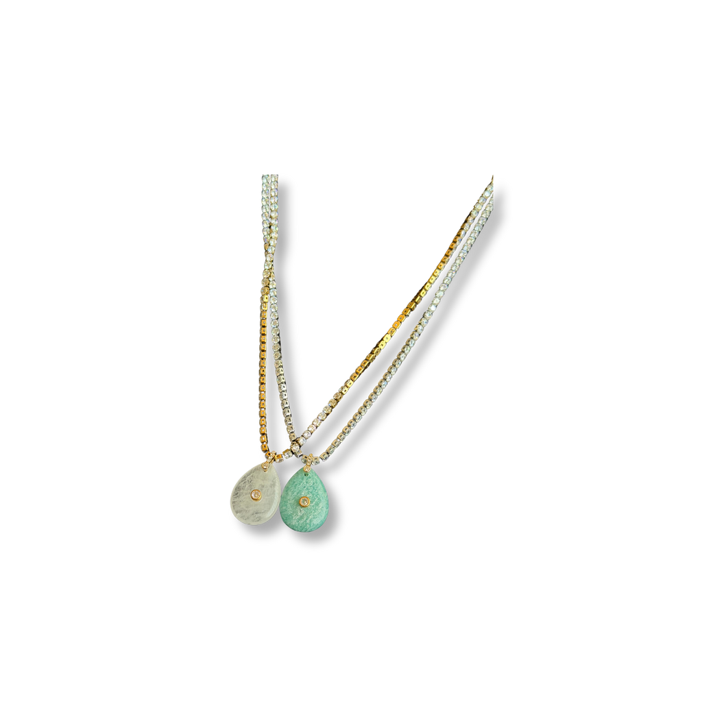 Collar Plateado & Piedra Natural