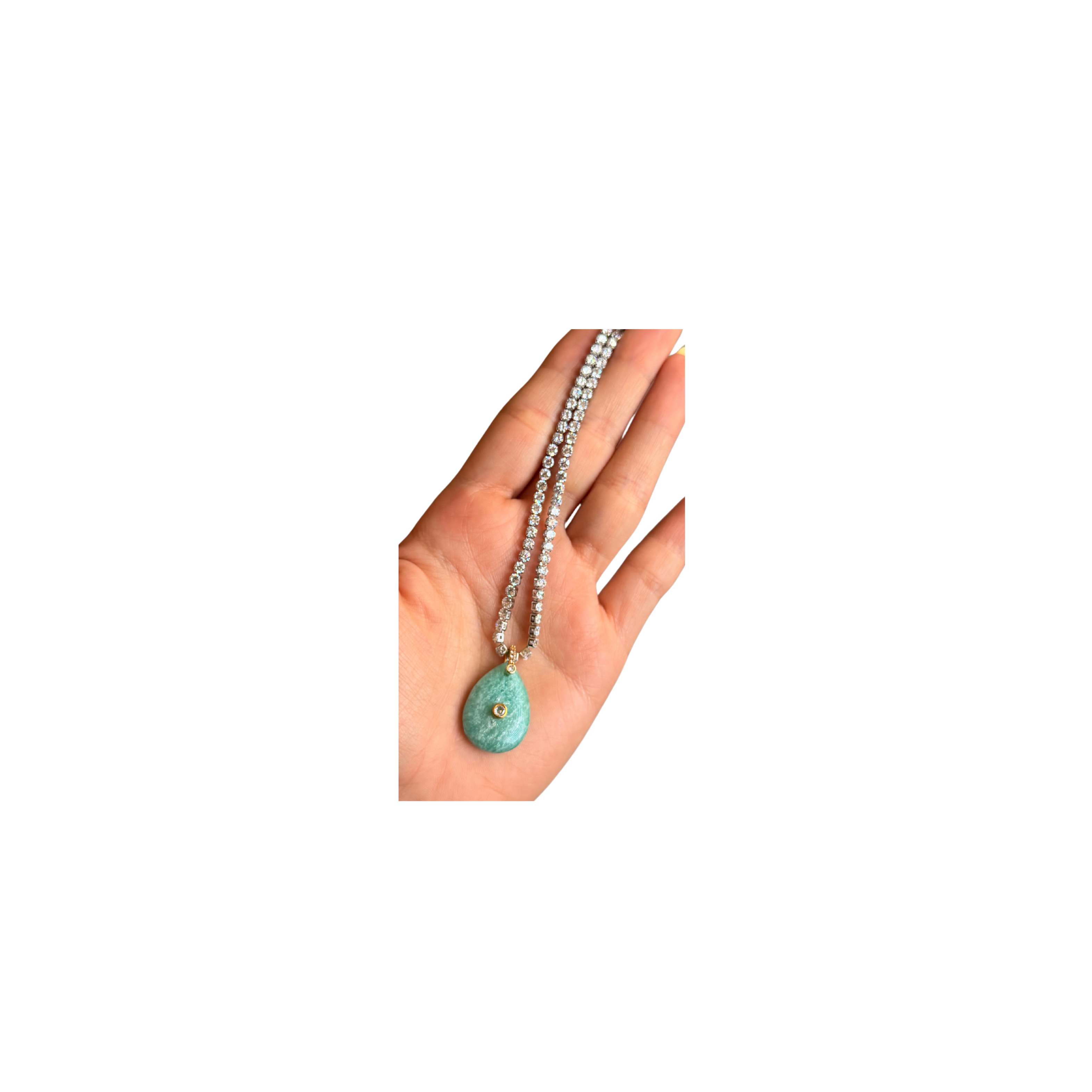 Collar Plateado & Piedra Natural
